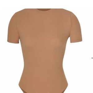 SKIMS Tan Short Sleeve Bodysuit